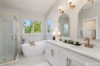 Gorgeous quartz countertops throughout the home.