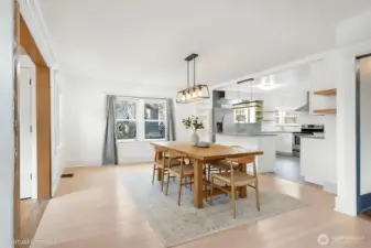VIRTUALLY REMODELED & STAGED, Dining to Kitchen space.