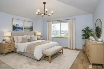 Primary suite located on the upper level.