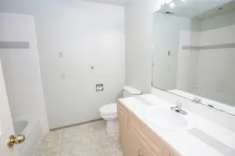 Full guest bathroom on the lower level.