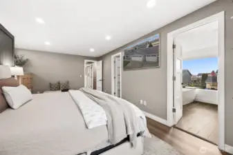 Primary suite offers a stunning attached bathroom & detail oriented walk in closet.