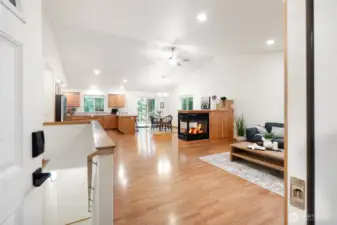 Vaulted ceilings greet you as you come through the front door.