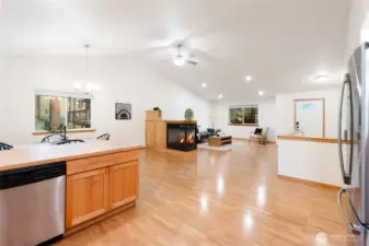 Looking toward the living room from the kitchen.