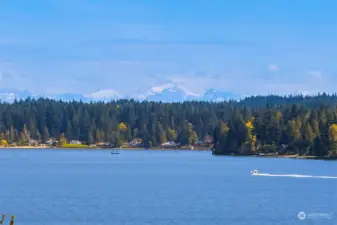 Looking into Manzanita Bay and Bainbridge Island. Notice the snow capped Olympics in the background.