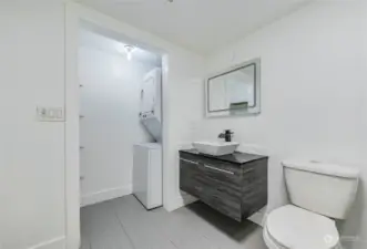 Washer & dryer in bathroom closet area