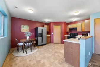 Kitchen with dining and walk-in pantry