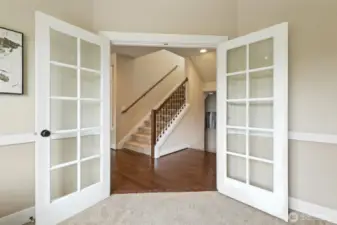 French doors to office/den on main