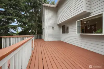 Expansive deck is the width of the house