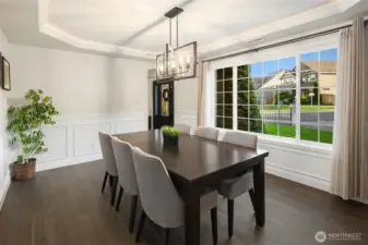 Dimmable modern/industrial light fixtures throughout are featured throughout.