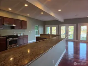 Large kitchen with full water views, huge deck, beach access!