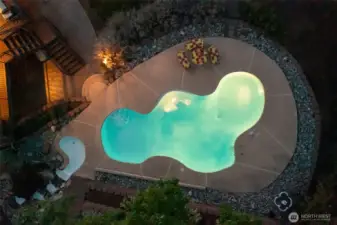 Pool lights at night