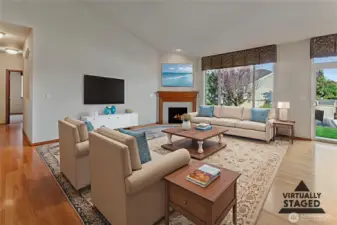 Virtually staged Family Room.