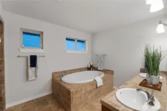 Tired after a long day? Take a warm bath in your soaking tub and melt the stress away.