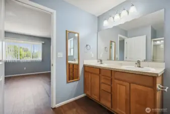 3/4 Bath off of Primary Suite with dual vanities
