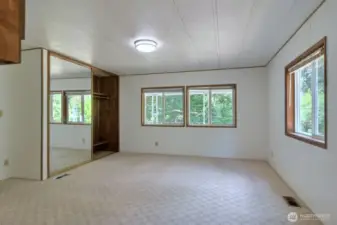 Good size sliding mirrored closet for your personal storage needs.