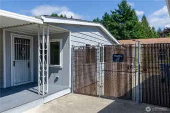 Gated entry into yard.