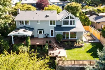 Terraced space with large deck and yard, for multi-level outdoor enjoyment