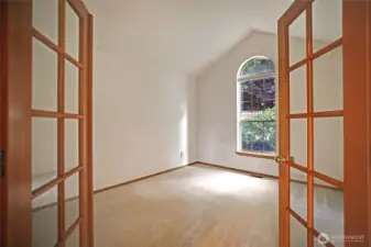 Vaulted Office w/ French Doors~