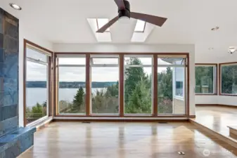 Large windows to watch the ferry go back and forth across Colvos Passage.
