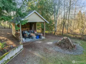 Detached wood shed.