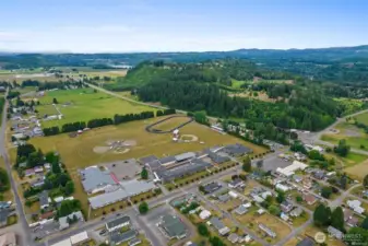 Mossyrock Schools, with Lake Mayfield to the west.