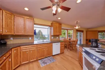 Kitchen With View Bay Window; Open Concept Area With Lots of Storage
