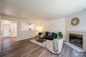 Living room view from courtyard entry