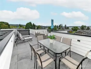 Another view of the rooftop deck showing the hot tub.