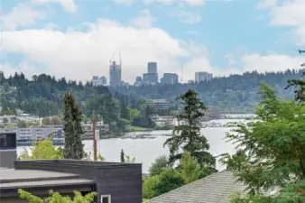 The view of Kirkland and Bellevue from the rooftop deck.