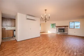 Dining room with mini split ductless heater/cooler