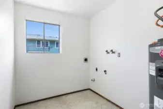 Generous laundry room with furnace & hot water