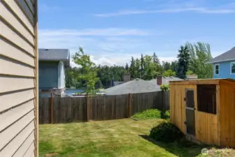 side yard with chicken coop