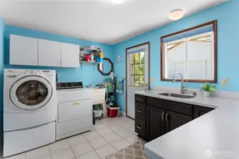 Laundry Room With utility sink and Back door