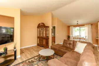 Living room and adjacent dining room.