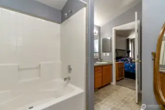 Primary full bath connected to bedroom.
