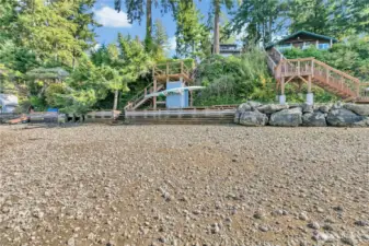 View from the beach looking back towards the house and staircase