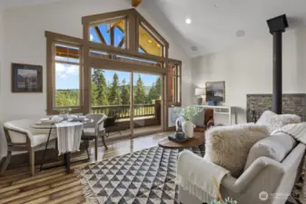 The living space is filled with light and designed for comfort.