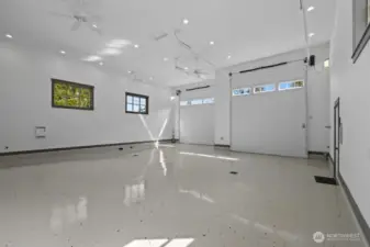 Massive bays, epoxy floors, heat, and power make it a dream space.