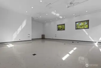 The shop is showroom-quality, with epoxy floors so clean they sparkle.