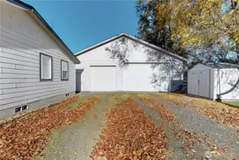 shop and driveway + storage shed