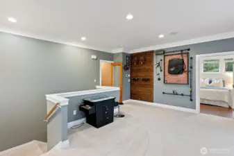 Rec/medai room, off the second stairwell.
