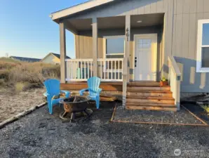 Relax by the fire on a cool evening.