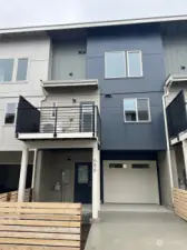 View of garage & deck