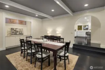 The dining room is aligned with the kitchen and offers great space for fun gatherings year round.