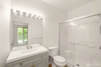 Bathroom attached to primary bedroom