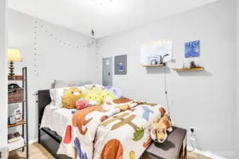 This room would make a great office or  a bedroom(as you see here). It has a full closet for extra storage