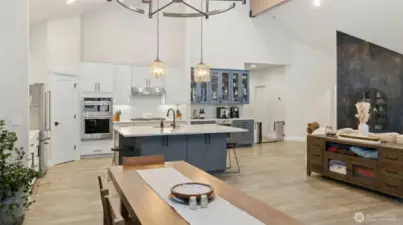 Large kitchen island and wine bar