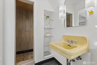 Three quarter bathroom off of upstairs bedroom.