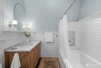 Primary bath with a soaking tub