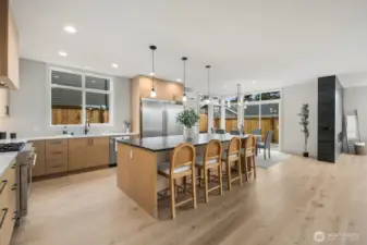 Open spacious light filled kitchens with adjacent eating area and sliders to the yard, great for barbecuing